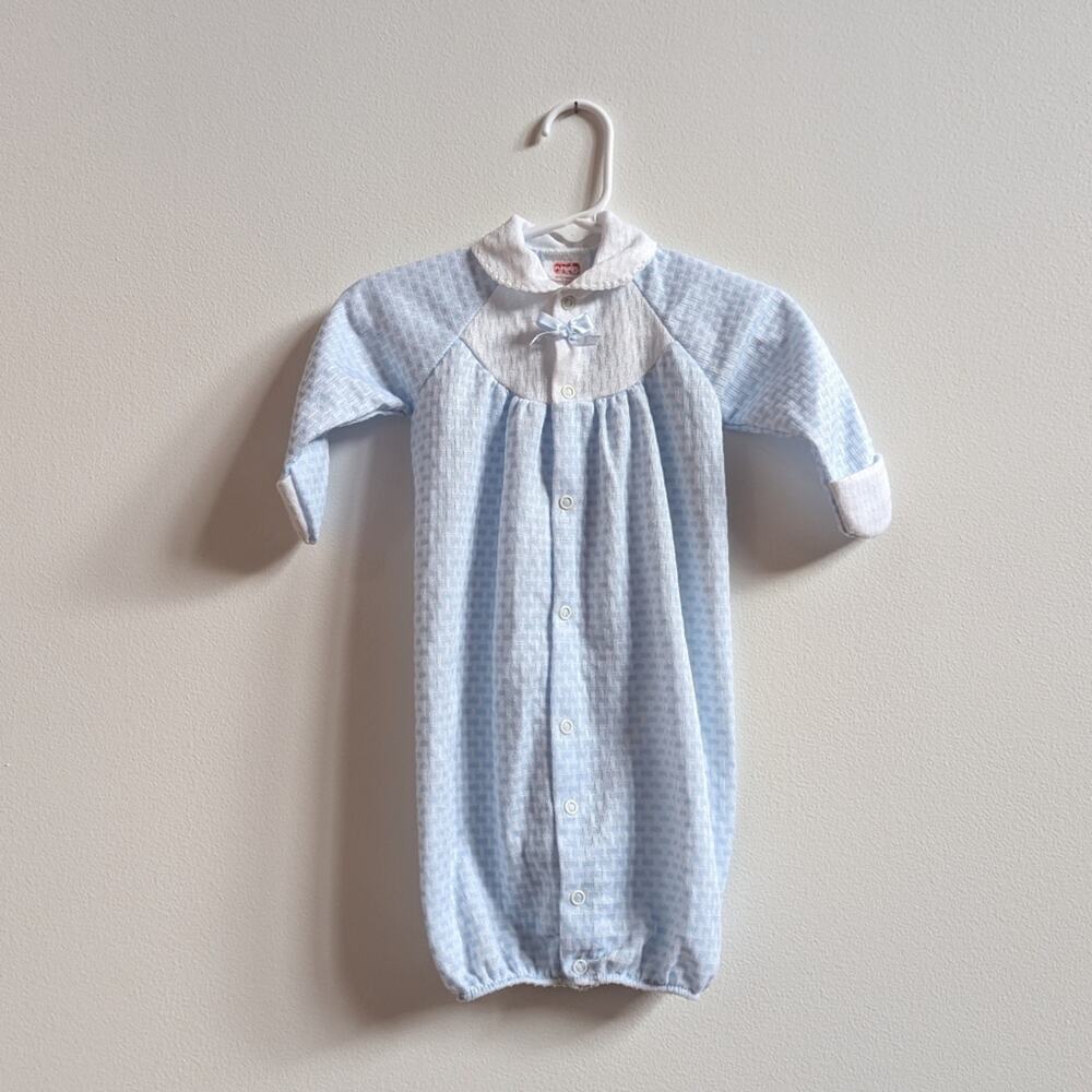 Vtg 90s Playskool Blue Convertible Gown Romper Baby Boys 0-3m Classic